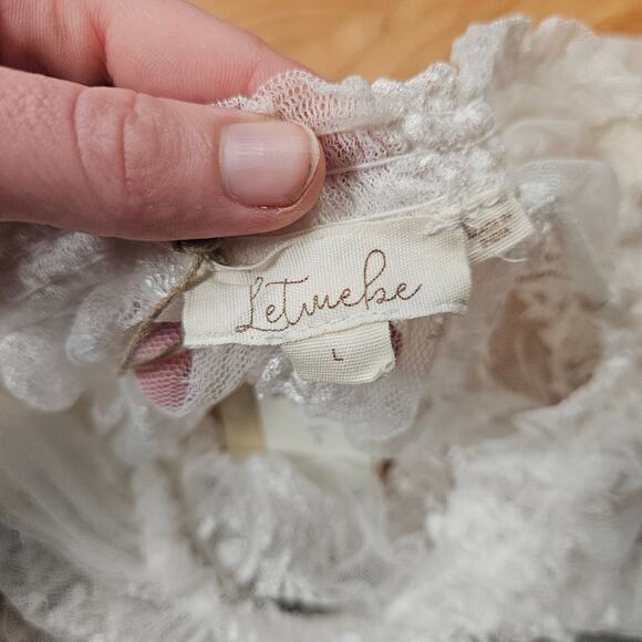 Anthropologie Me Be Ruffle Maxi Dress Wedding White Boho Cottagecore Lace - Picture 8 of 10